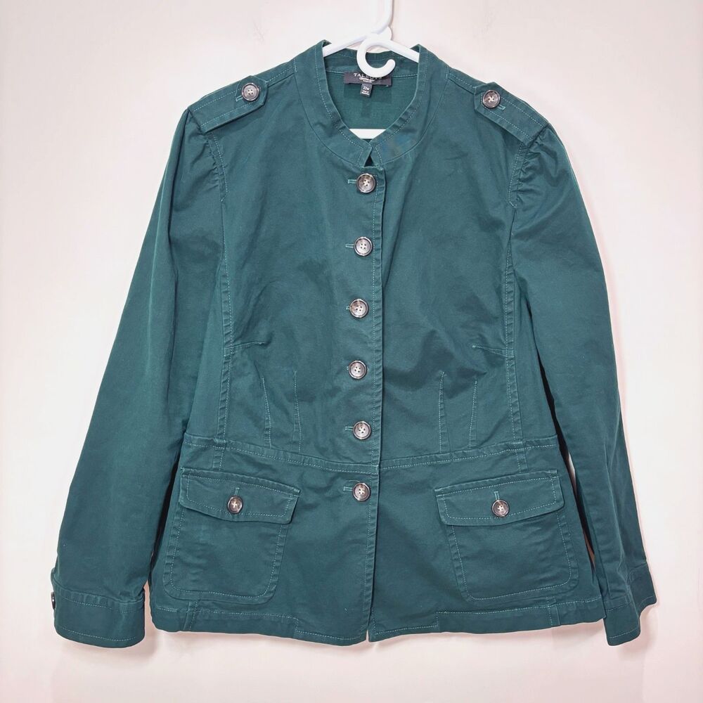 Talbots Canvas Jacket Woman 22W Hunter Green Cotton Utility Barn Chore Field